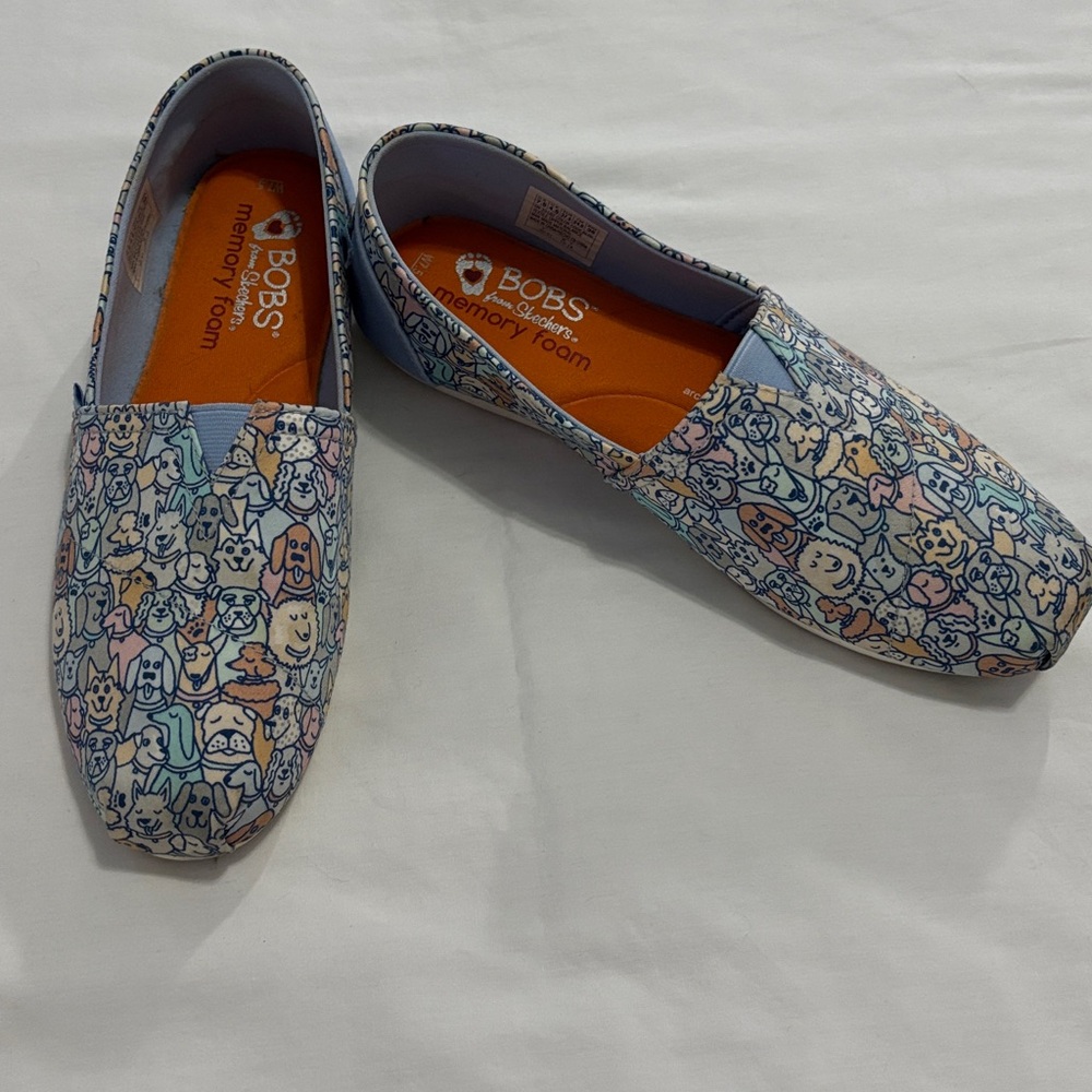 Skechers BOBS Light Blue Dog Lovers Slip-On Shoes 7.5